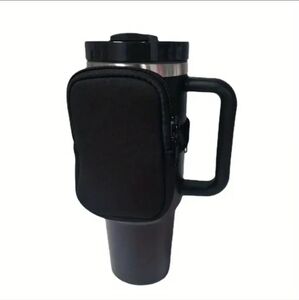 Water Bottle/Tumbler Pouch with Zipper Black‎